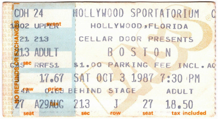 Boston Third Stage Tour Vintage Ticket Stub 1987.