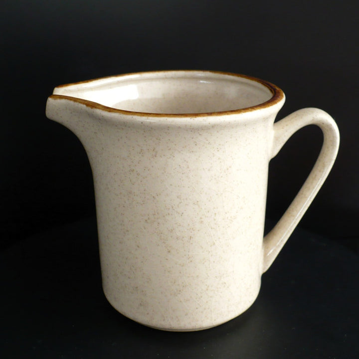 1978 Vintage Stoneware Creamer Tan Brown Rim "Japan" Replacement Pottery Ceramic