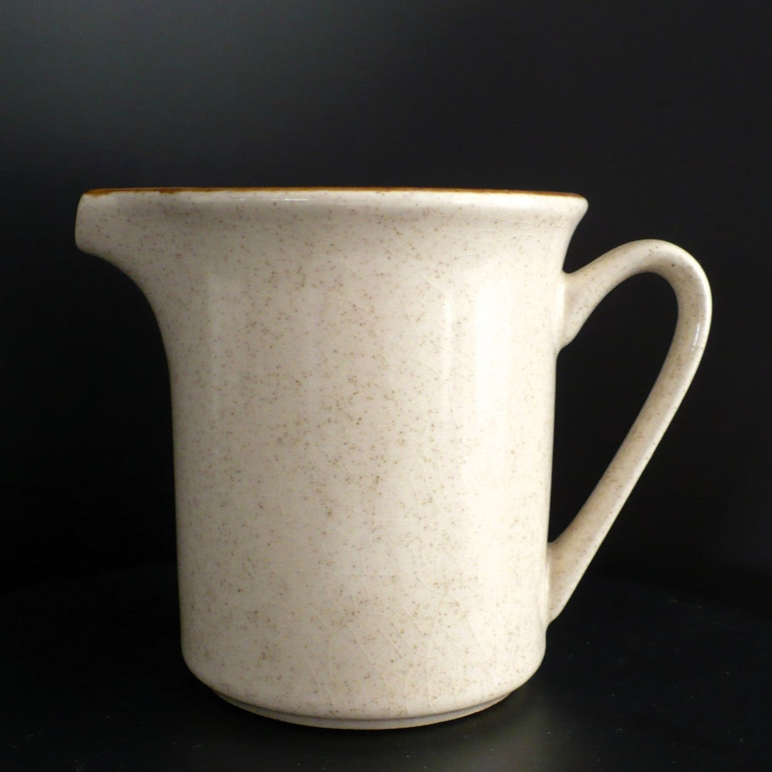 1978 Vintage Stoneware Creamer Tan Brown Rim "Japan" Replacement Pottery Ceramic