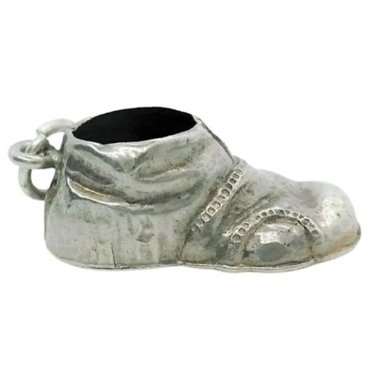 1960s Vintage Sterling Silver Baby Shoe Charm. Baby boot.