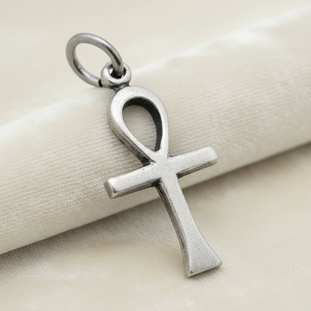 1960 Vintage Sterling Silver Ankh Pendant Key of Life Charm or Pendant.