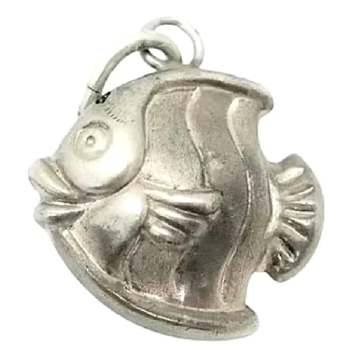 1960s Sterling Silver Angelfish Puff Charm or Pendant, shown on a plain white background.
