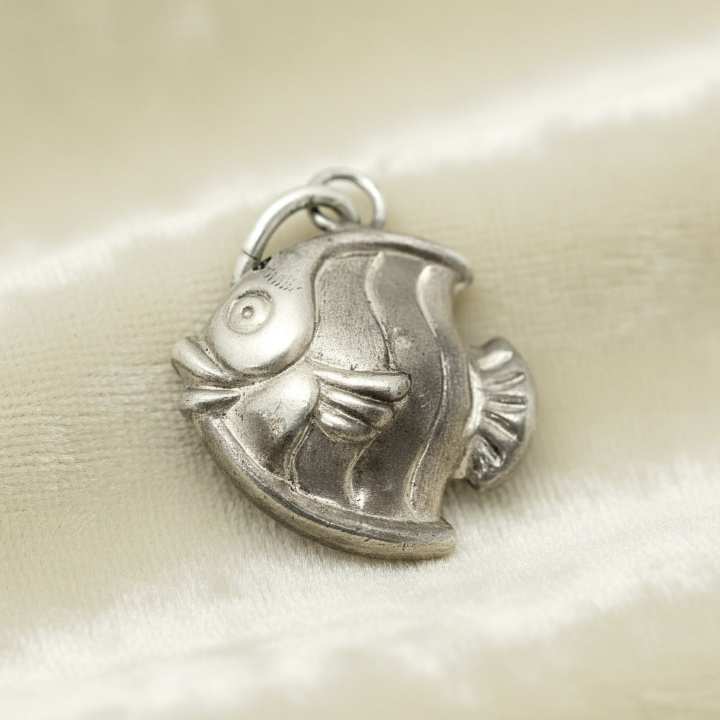 1960s Vintage Sterling Silver Angelfish Charm or Pendant Industria Argentina.