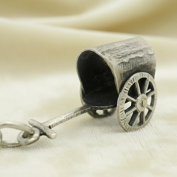 1950s 900 Silver Ox Cart Mechanical Charm.