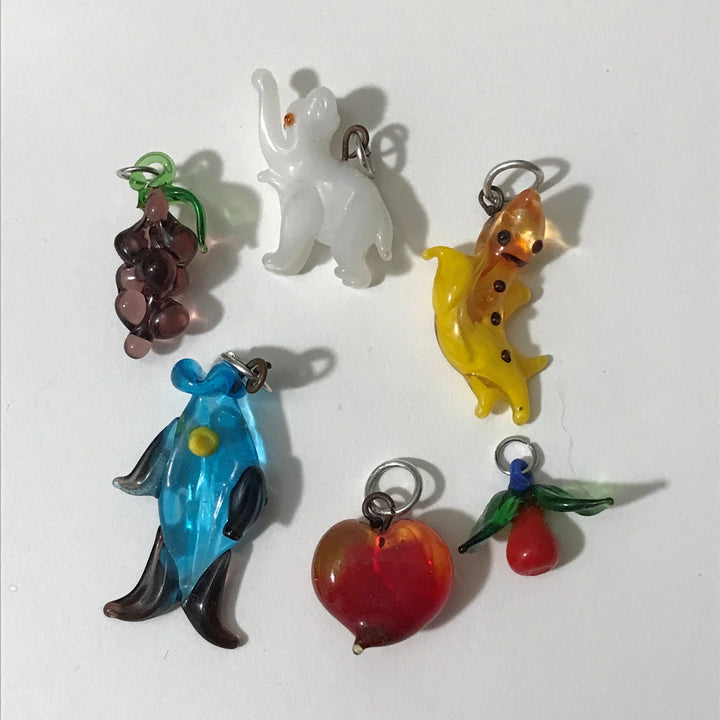 Six 1960s Lampwork Charms