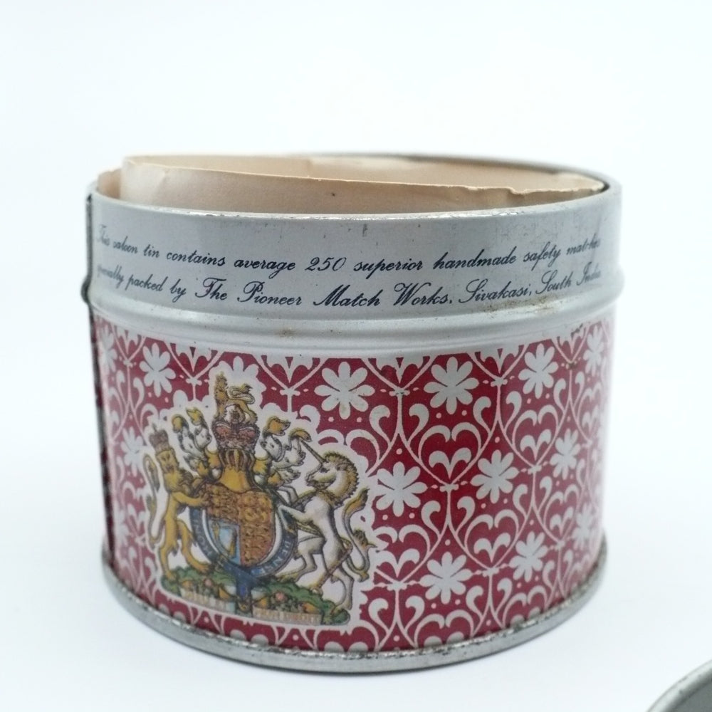 1977 Queen Elizabeth II Silver Jubilee Lithograph Match Tin, Vintage Souvenir.