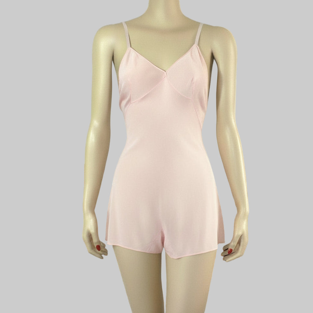 1930s vintage Powder Pink Step-in Chemise Combination Lingerie.