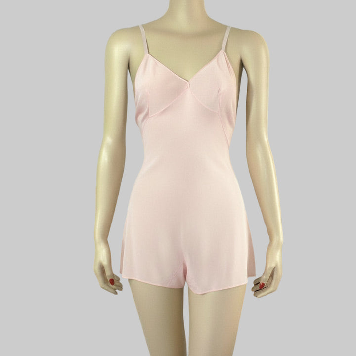 1930s vintage Powder Pink Step-in Chemise Combination Lingerie.