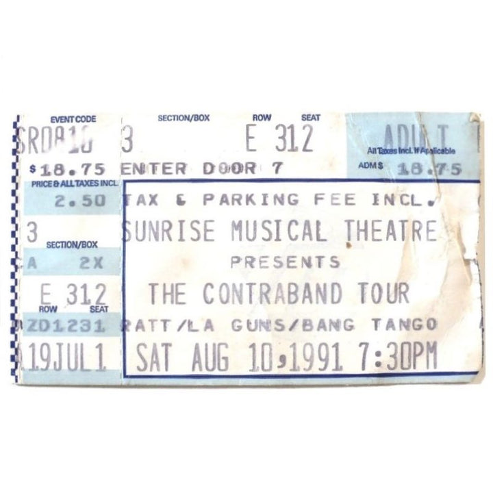 The Contraband Tour Ticket 1991 Ratt LA Guns Bang Tango