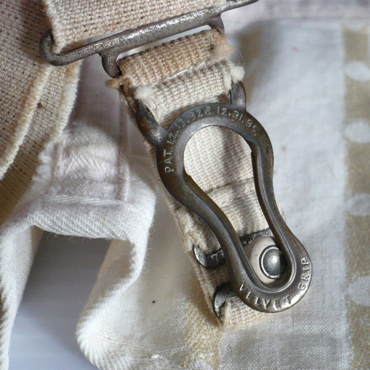 Extremely Rare 1928–1935 Maternity Suspender Belt on mannequin, view of clip.