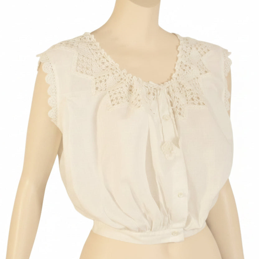 Victorian lace yoke corset cover.