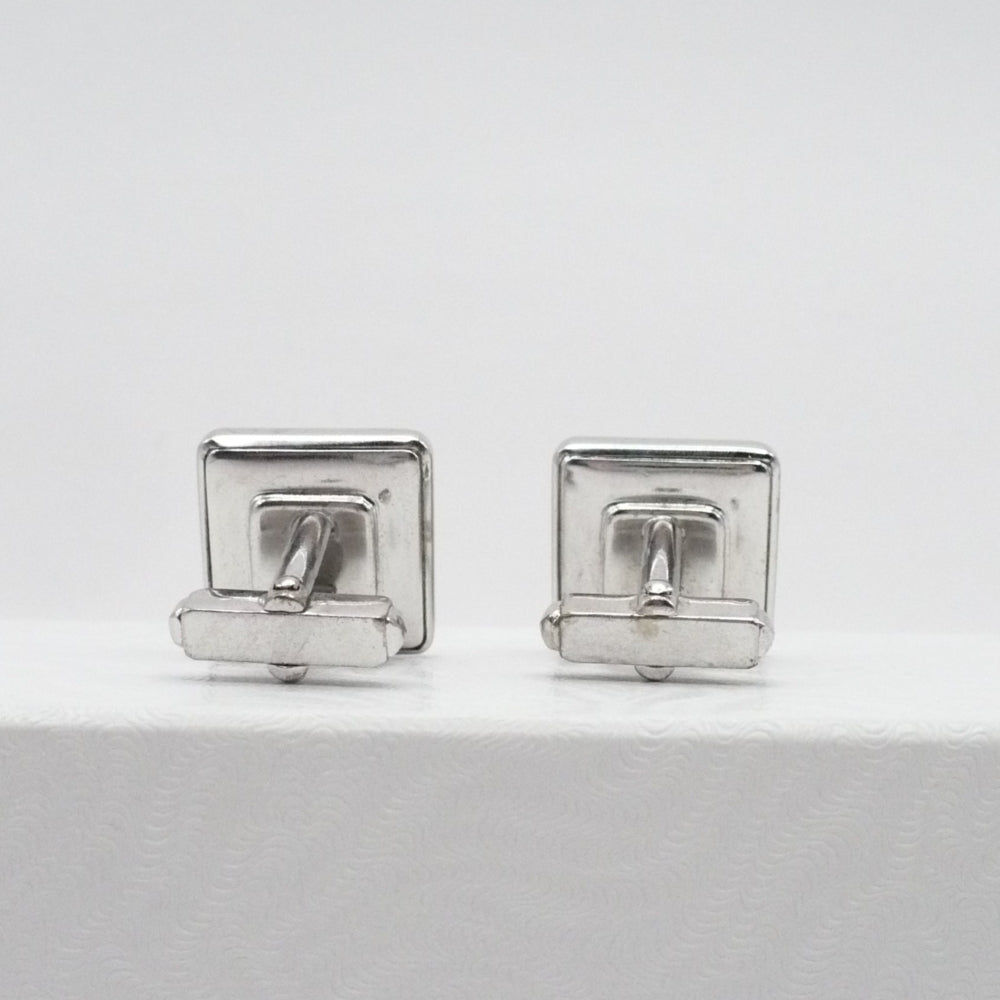 Midnight Cut Cufflinks by Anson 1950s Men's Vintage Jewelry Black Silver Tone/