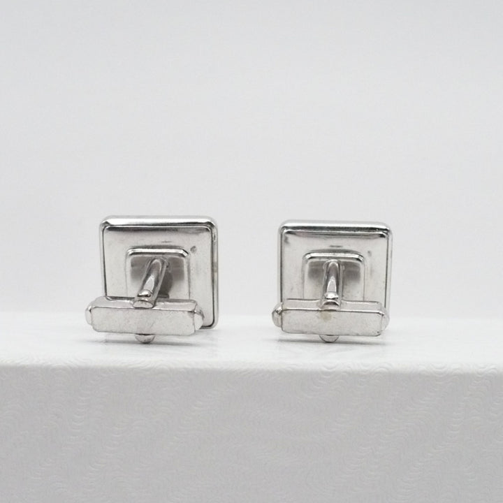 Midnight Cut Cufflinks by Anson 1950s Men's Vintage Jewelry Black Silver Tone/