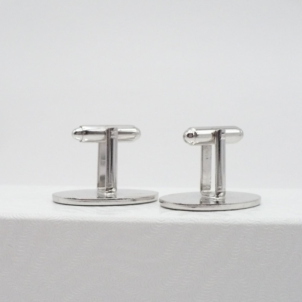 Line Authority Cufflinks, Men's Vintage Jewelry Silver Tone Cuff Links.
