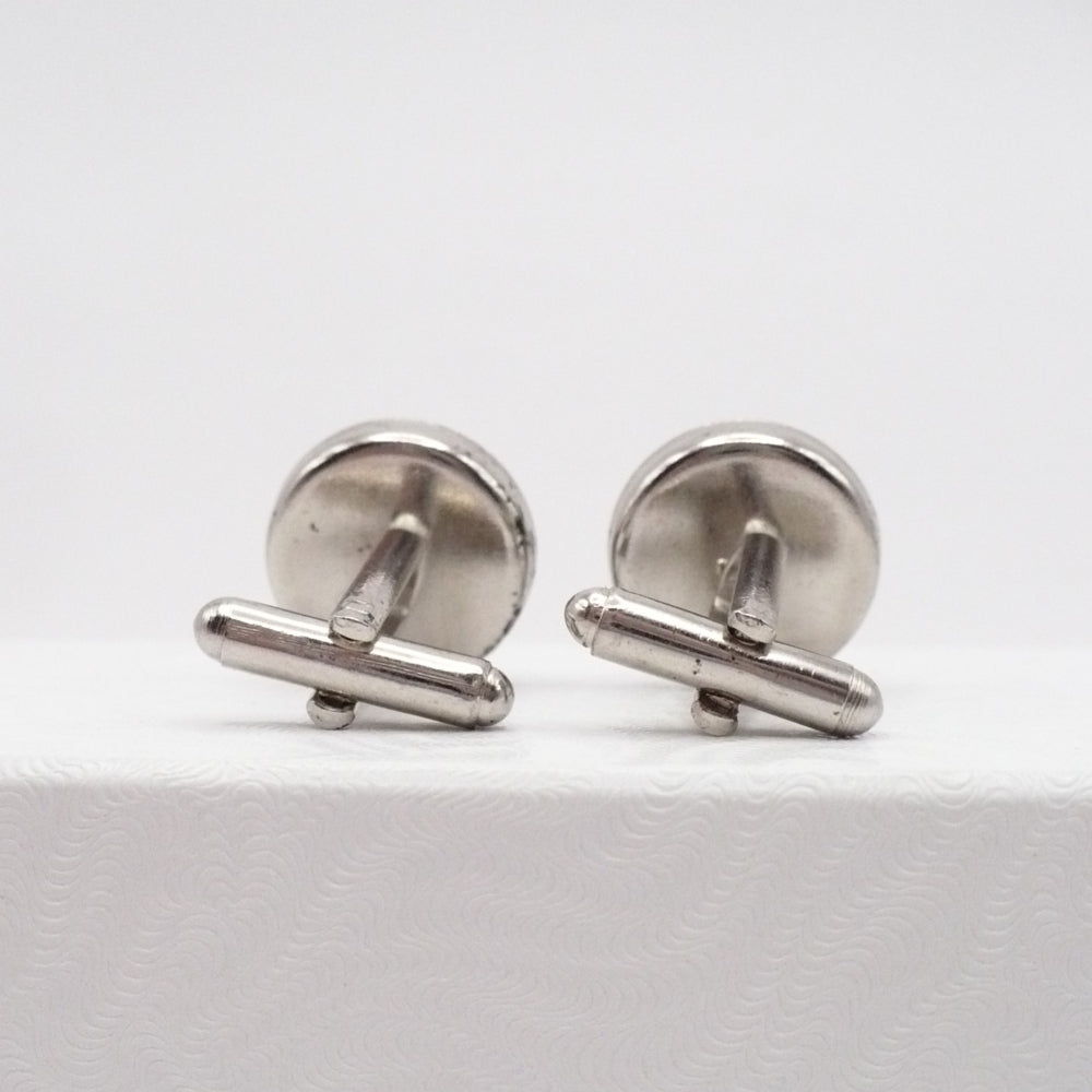 Prime Pattern Cufflinks Men's Vintage Jewelry Silver Tone Cuff Links.