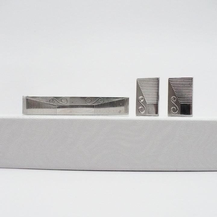 The S Mark Cufflinks & Tie Clip Set Vintage Men's Jewelry.
