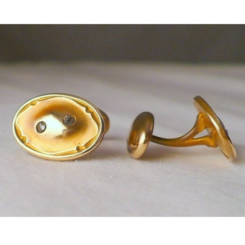 Victorian Rolled Gold Diamond Cufflinks.