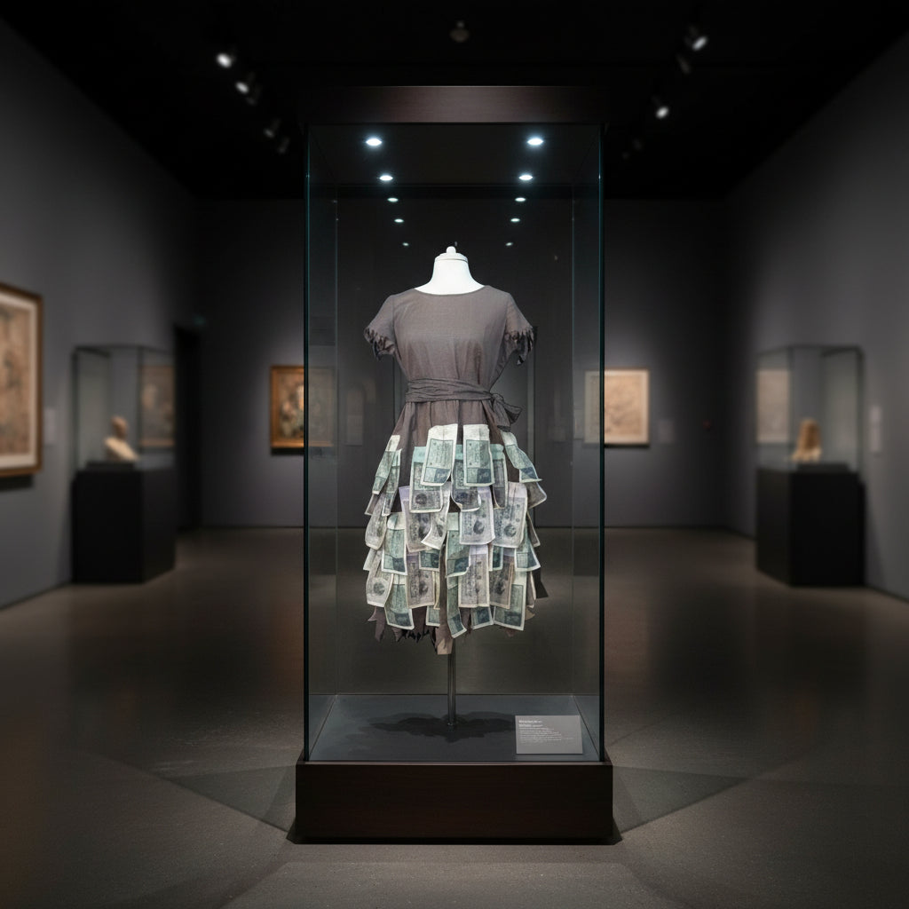 1920s Post WW1 German Hyperinflation Money Dress in museum display.