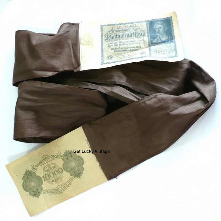 1920s Post WW1 German Hyperinflation Money Dress sash.