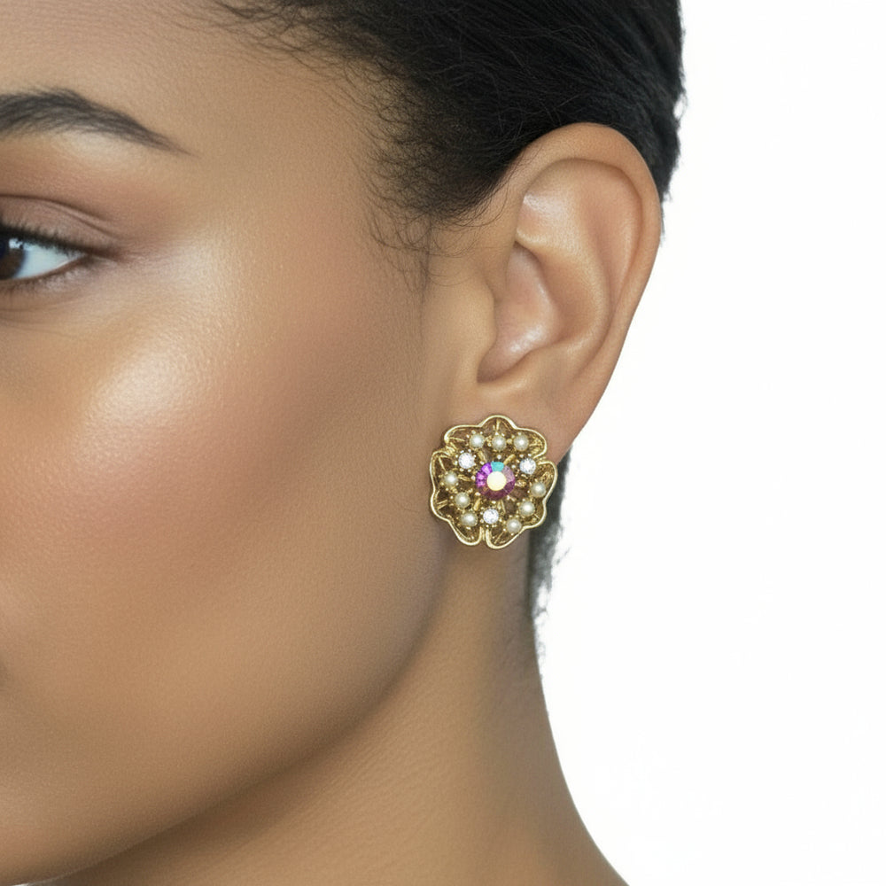 1950 Vintage Hollywood Regency Cocktail Mad Men Style Earrings.