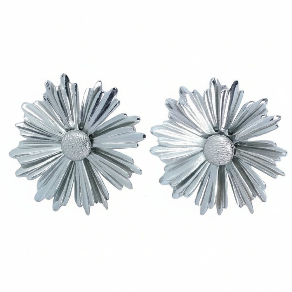 1969 Vintage 1960s Big Flower Power Fashion Earrings by Sarah Coventry.