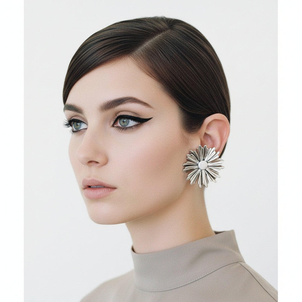 1969 Vintage 1960s Big Flower Power Fashion Earrings by Sarah Coventry.