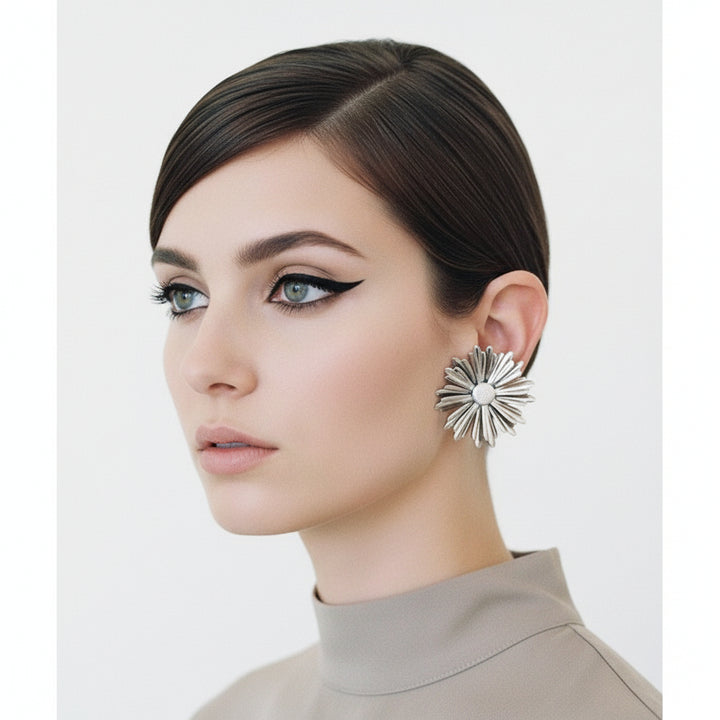 1969 Vintage 1960s Big Flower Power Fashion Earrings by Sarah Coventry.