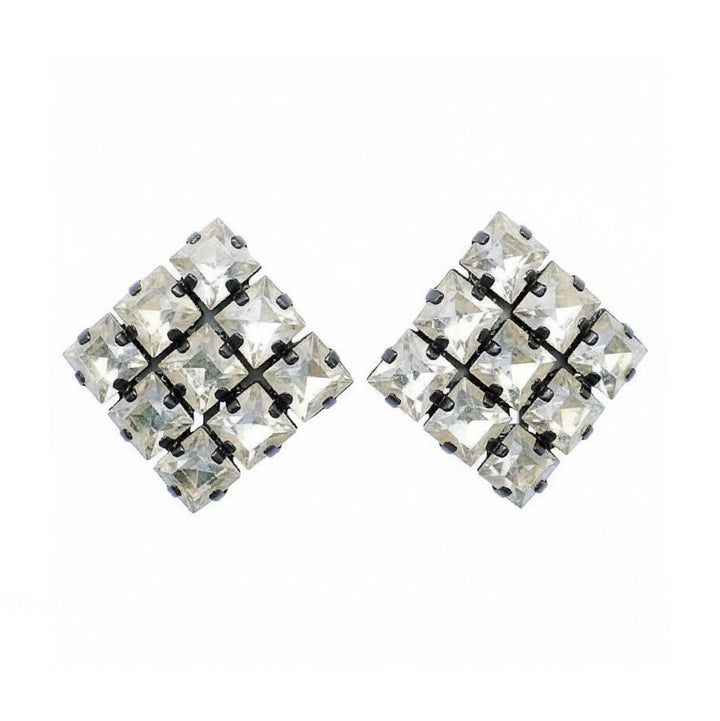 1950s Vintage Art Deco Austrian Crystal Clip-on Cocktail Earrings.