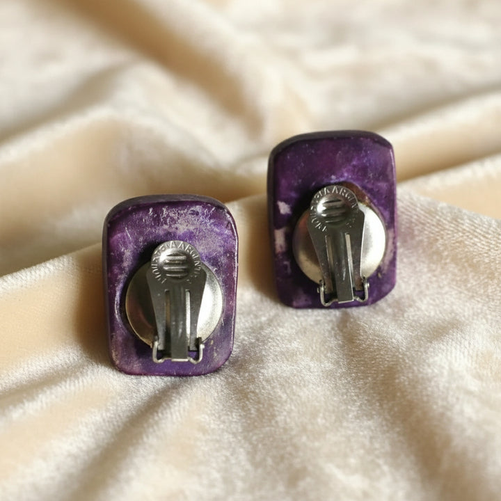 1980s Vintage Purple Brutalist Earrings, Industria Argentina.