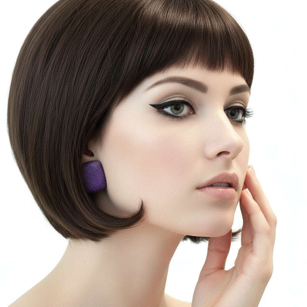 1980s Vintage Purple Brutalist Earrings, Industria Argentina.