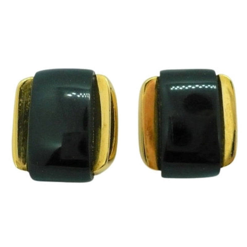 1977 Vintage Givenchy Navy Blue Gold-tone Clip-on Nautical Vibe Fashion Earrings.