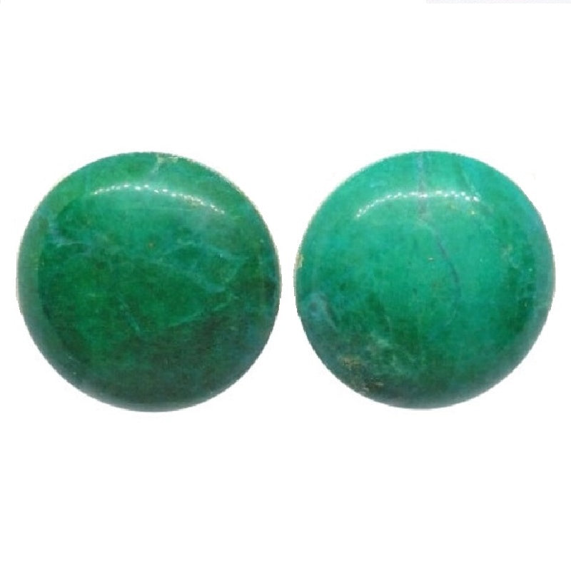 Big 1980s Vintage Round Chrysocolla Gemstone Clip-on Statement Earrings.