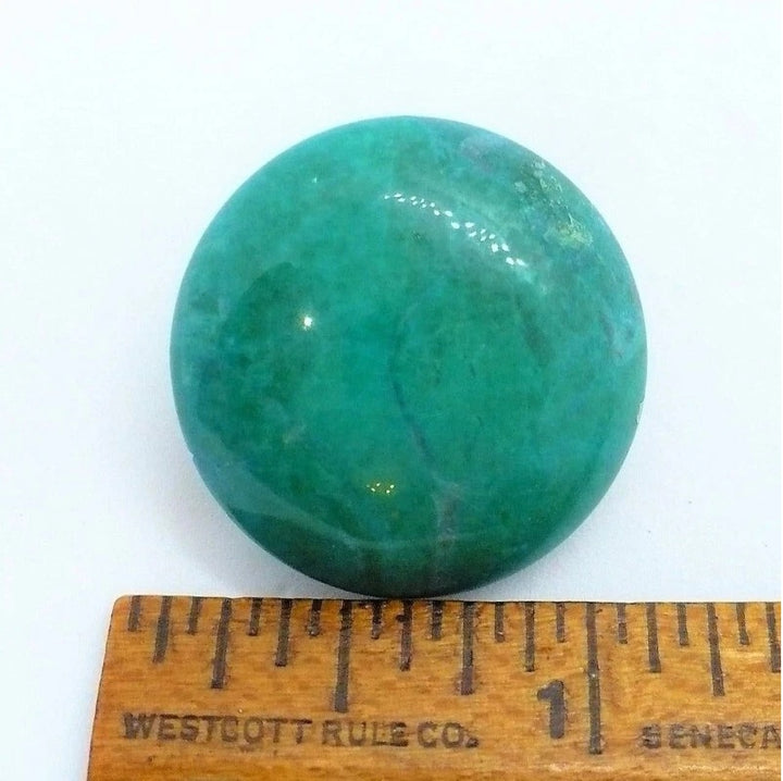 Big 1980s Vintage Round Chrysocolla Gemstone Clip-on Statement Earrings.