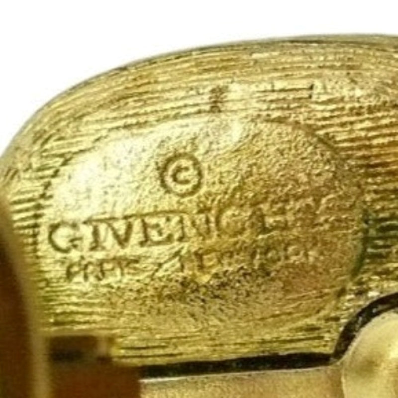 1980s Vintage Regal Red and Gold Tone Givenchy Fashion Clip-on Earrings signed on back.