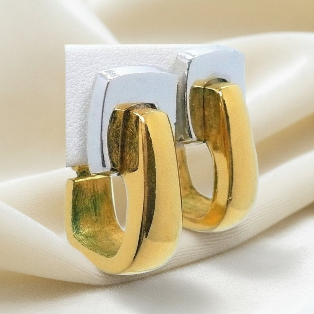 Vintage Givenchy Paris New York Two-tone Metal Clip-on Hoop Earrings.