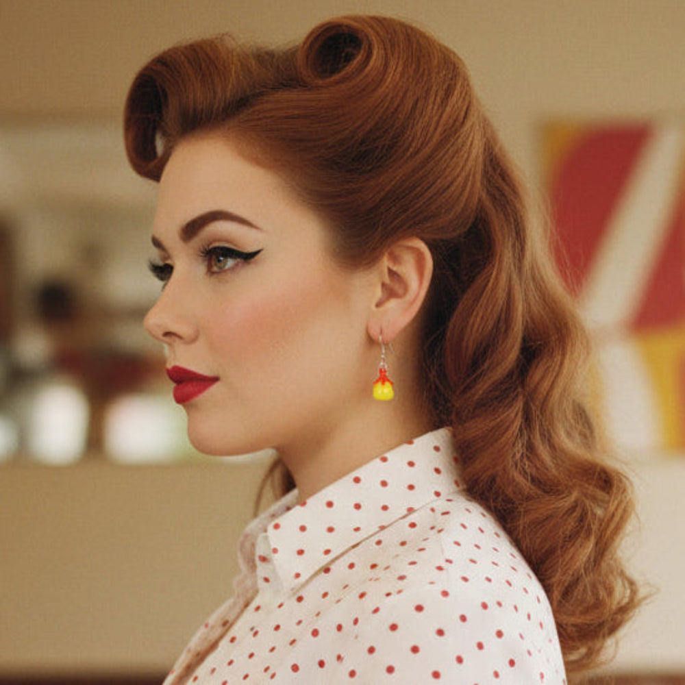 1970s Vintage Fun & Fruity Bright Glass Lampwork Pierced Earrings.