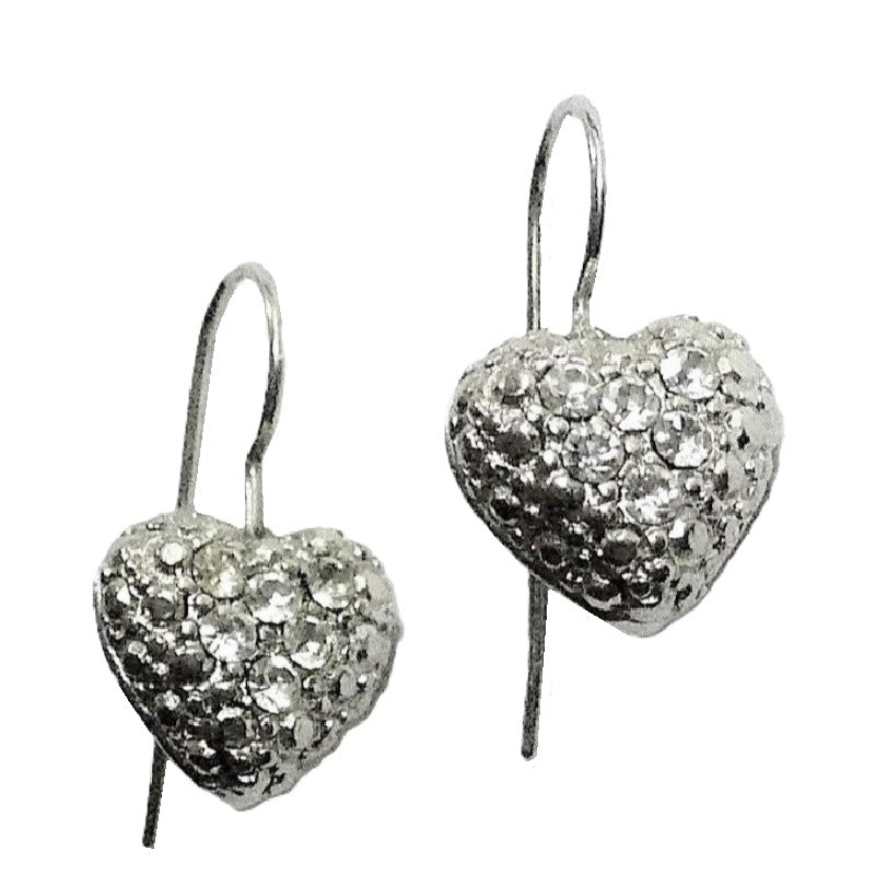Valentine Gift Vintage Dangling Heart CZ Pierced Fashion Earrings.