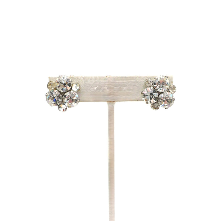 1950s Vintage Romantic Rhinestone Cluster Screw-Back Earrings