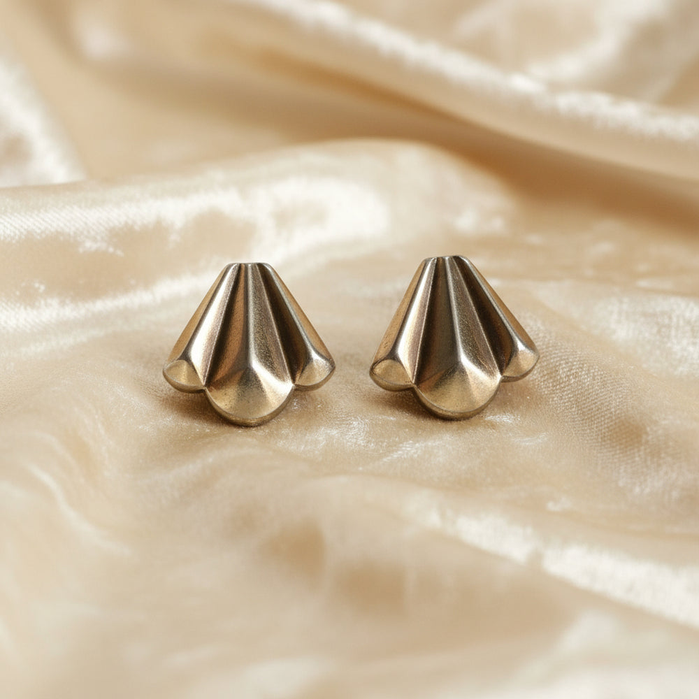 1940s Vintage Machine Age Screw-back Earrings, Art Deco by Jaycraft.