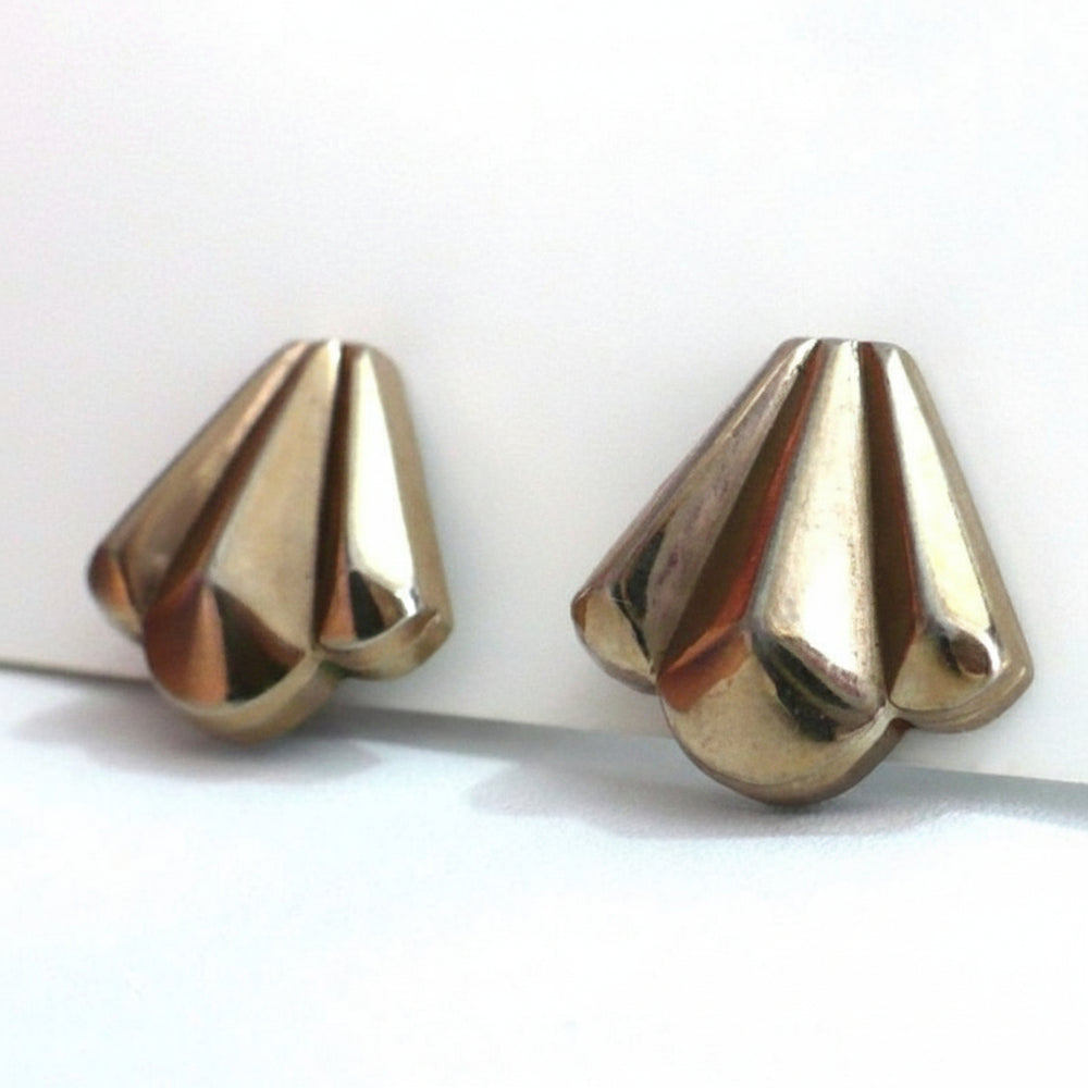 1940s Vintage Machine Age Screw-back Earrings, Art Deco by Jaycraft.