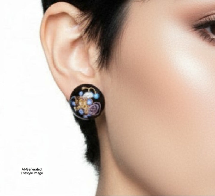 1950s Black Murano Glass Earrings - Screwback