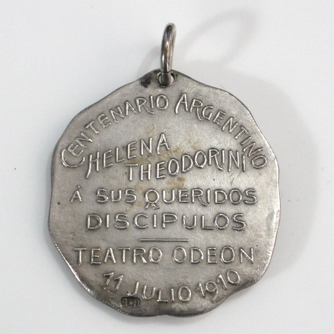 1910 Argentina Centennial Helene Theodorini Silver Medal Medallion Odeon Theatre