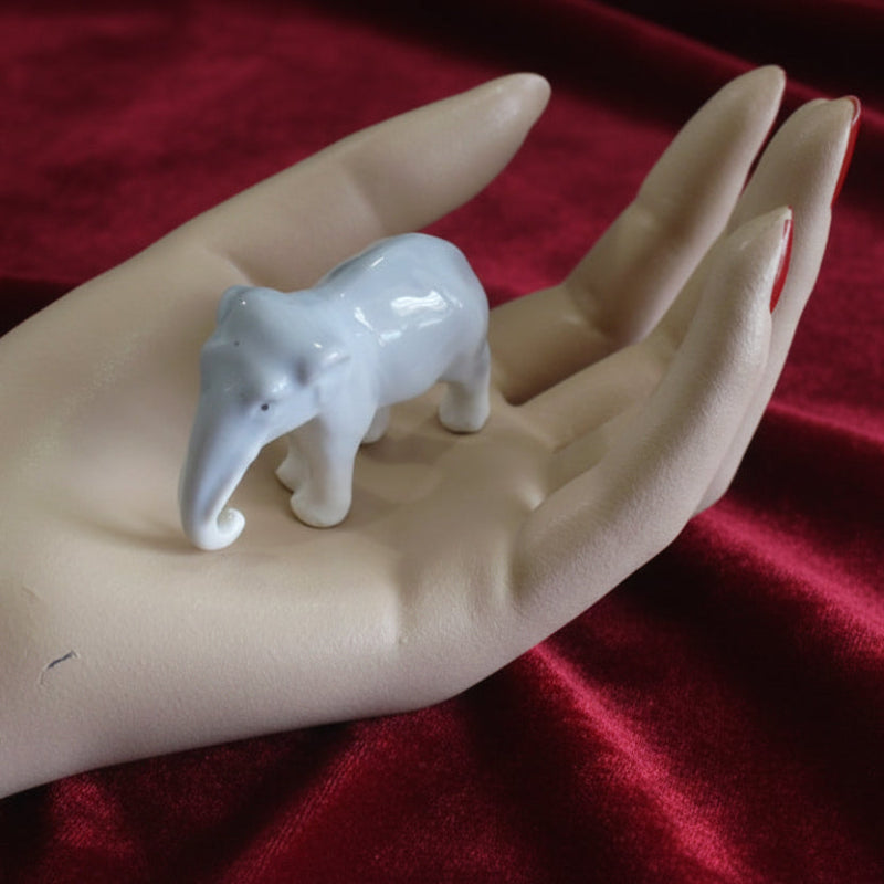 1930s Vintage Small Elephant Figurine by Pfeffer German Porcelain.