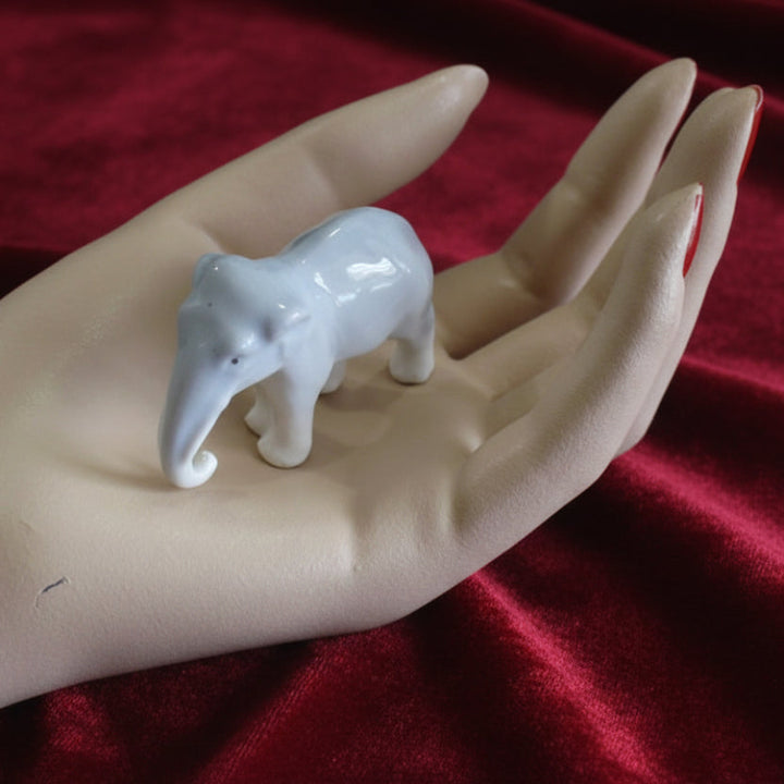 1930s Vintage Small Elephant Figurine by Pfeffer German Porcelain.