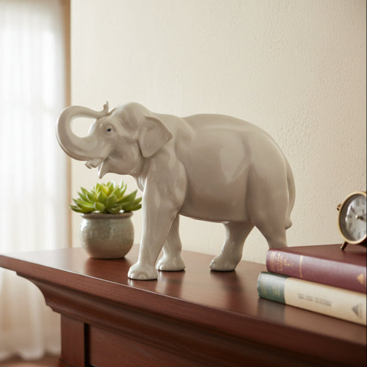 1930s Majestic Porcelain Elephant Figurine (8 Inches)