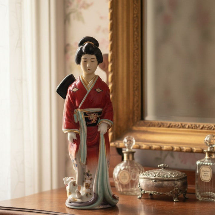 1920s–1930s Taishō/Shōwa Geisha Kutani Okimono (10 Inches)