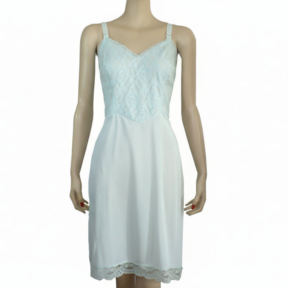1960s Vintage Mint Green Lace Medium Vintage Full Slip.