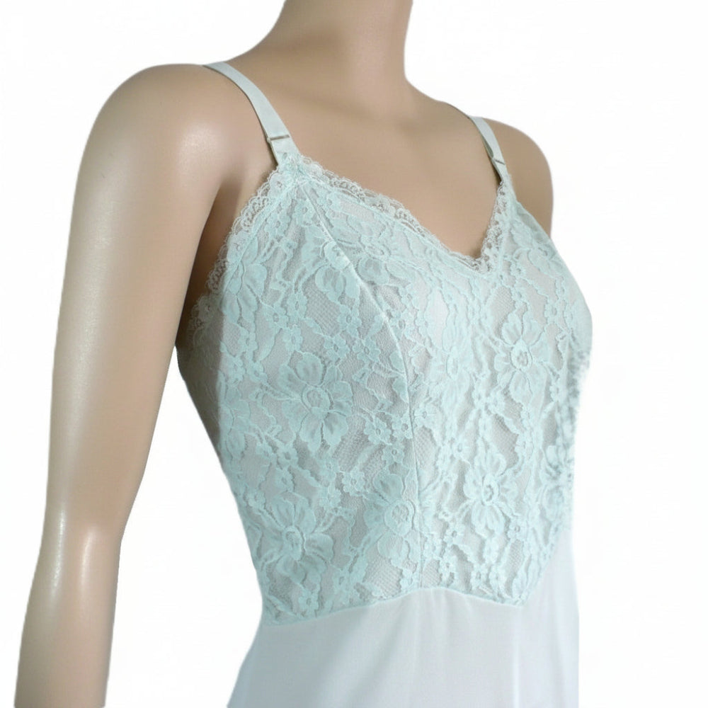 1960s Vintage Mint Green Lace Vintage Full Slip.