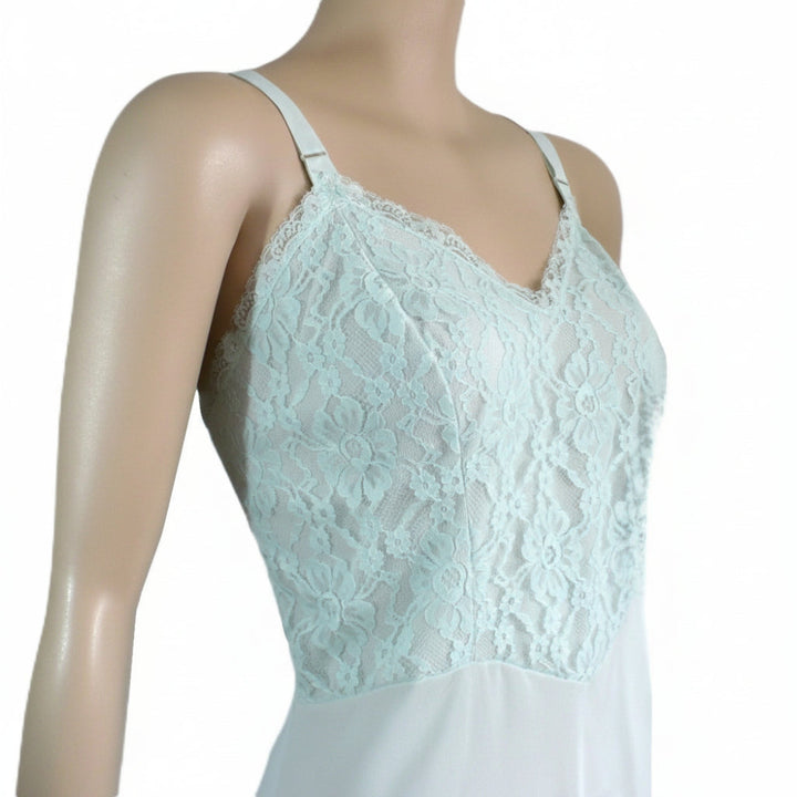 1960s Vintage Mint Green Lace Vintage Full Slip.