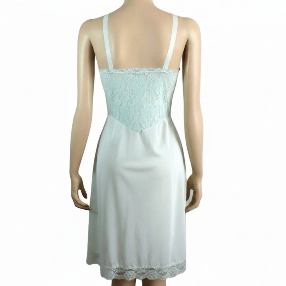 1960s Vintage Mint Green Lace Medium Vintage Full Slip.